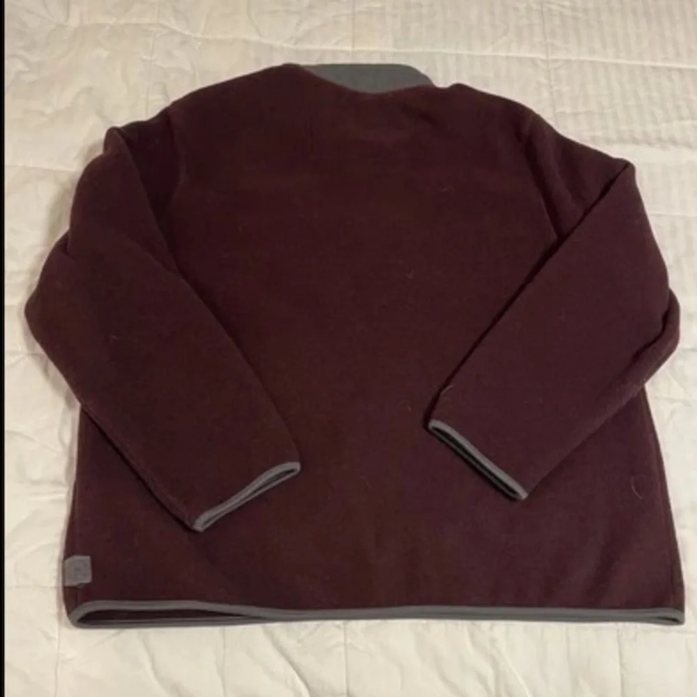 GH Bass And Co Mens XXL Pullover Fleece 3 Button Front Soft Long Sleeve Burgundy